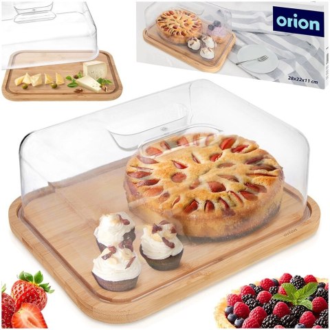 Deska do Krojenia Serwowania z Pokrywką Drewniana Bambusowa ORION 28x22 cm