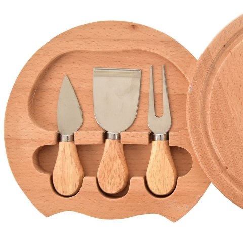 Deska do Serów ORION 4 el. Rozkładana z Nożami Drewniana Zestaw 40x21,5 cm