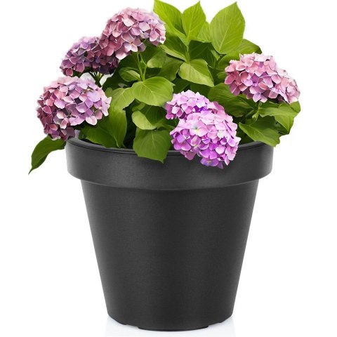 Doniczka Ogrodowa Okrągła VILDE 29 cm Czarna Lekka Trwała Odporna na Pogodę