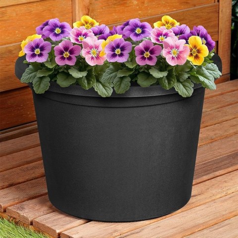 Doniczka Ogrodowa Okrągła VILDE 34 cm Czarna Elegancka i Solidna