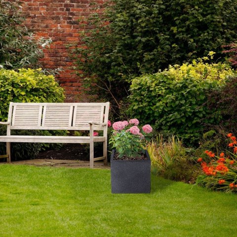 Doniczka Ogrodowa Plastikowa Szara Kwadratowa Zewnętrzna VILDE 20x17,5 cm