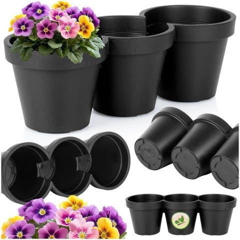 Doniczka Ogrodowa Potrójna VILDE 39,5 cm Czarna na Zioła i Kwiaty