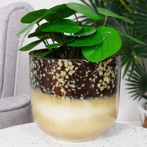 Doniczka Porcelanowa Szkliwiona Glazurowana Ozdobna Stylowa VILDE 17,5 cm