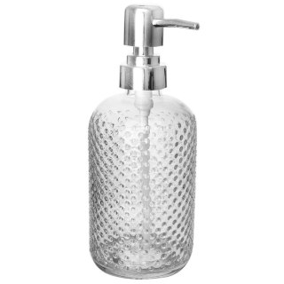 Dozownik do Mydła ORION 430 ml Szklany Ryflowany z Srebrną Pompką