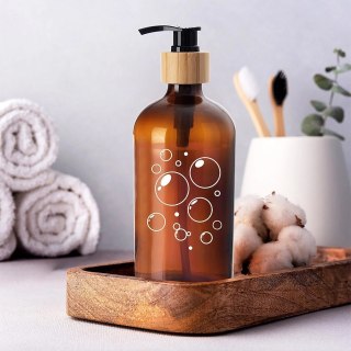 Dozownik do Mydła ORION 500 ml Szklany Brązowy z Bambusową Wstawką