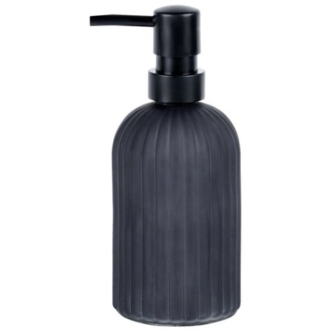 Dozownik do Mydła VILDE 400 ml Szklany Czarny Mat Ryflowany z Blokadą
