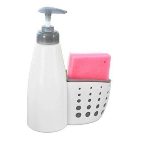 Dozownik do Naczyń ORION 370 ml z Pojemnikiem na Gąbkę Biały z Gąbką