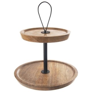Drewniana Patera Dekoracyjna na Przekąski Ciasta 2-Poziomowa ORION 30 cm