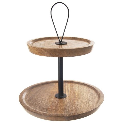 Drewniana Patera Dekoracyjna na Przekąski Ciasta 2-Poziomowa ORION 30 cm
