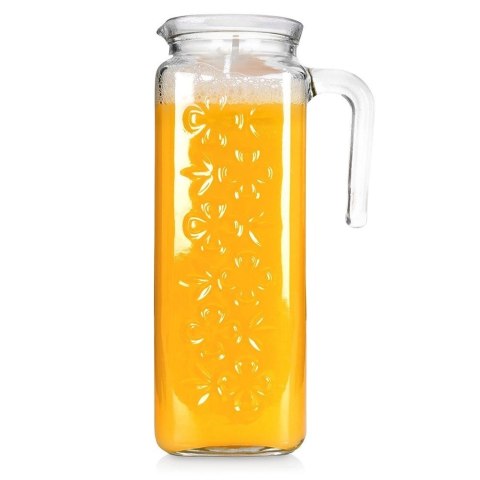 Dzbanek Szklany z Pokrywką ORION 1,2 L Ryflowany do Lodówki z Pokrywką