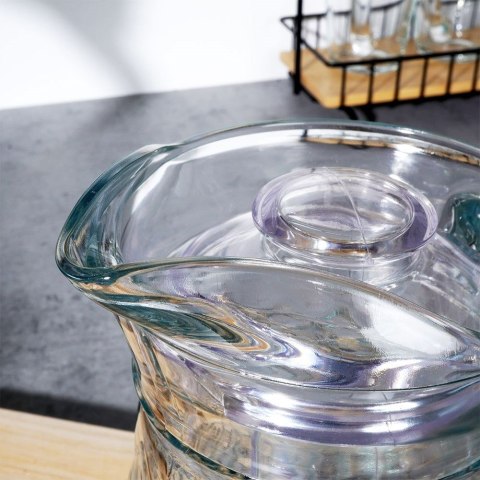 Dzbanek Szklany z Pokrywką VILDE 1,4 L Tłoczony z Wygodnym Dzióbkiem