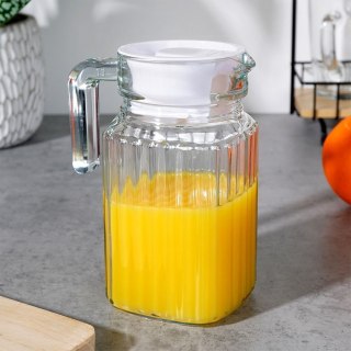 Dzbanek Szklany z Pokrywką VILDE 650 ml Ryflowany Kompaktowy do Napojów
