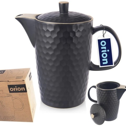 Dzbanek do Kawy Herbaty Napojów Ceramiczny Czarny Ozdobny Solidny ORION 1,3 l