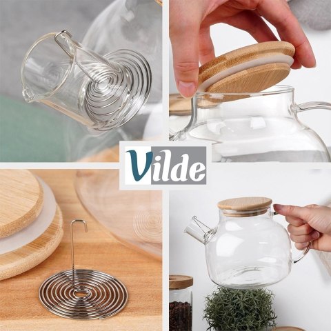 Dzbanek do Serwowania Kawy Herbaty Szklany z Sitkiem Wylewką VILDE 1 l