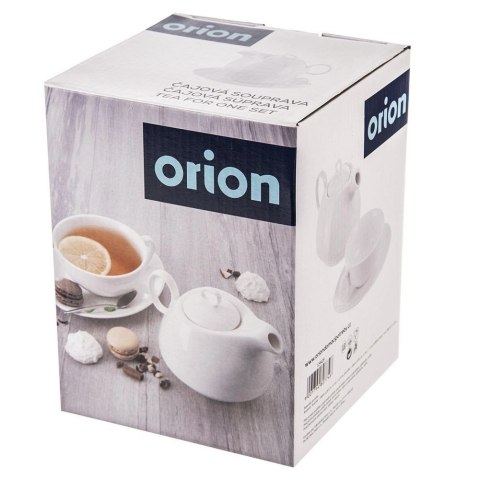 Dzbanek z Filiżanką do Herbaty Ziół Naparów Porcelanowy Biały ORION 3 el.