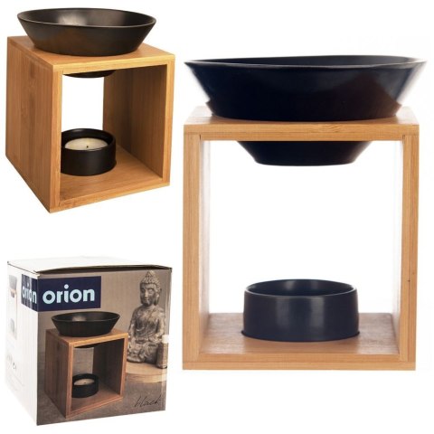 Elegancki Dekoracyjny Kominek Zapachowy Bambusowy Porcelanowy Czarny 14 cm