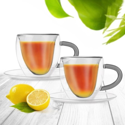 Filiżanki Termiczne ORION DOUBLE 160 ml Borokrzemowe z Uchwytem 2 szt.