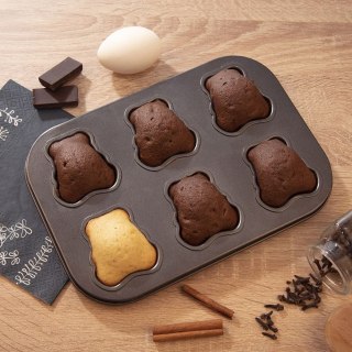 Forma do Ciastek Babeczek Misie Stalowa Nieprzywierająca ORION 26,5x18,5 cm