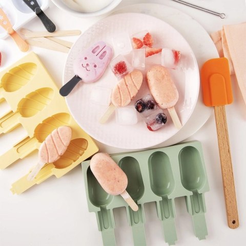 Forma do Lodów ORION Silikonowa Zielona Pokrywka na 4 szt. + Patyczki