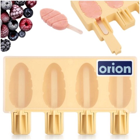 Forma do Lodów ORION Silikonowa Żółta Pokrywka na 4 szt. + Patyczki