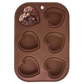 Forma do Muffinek Silikonowa Pomarańczowa Serce Solidna ORION 30 x 20,5 cm