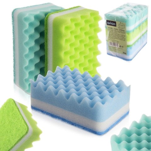 Gąbka Kuchenna ORION 3 szt. Wielokolorowa Chłonna Dwustronna