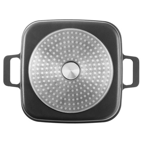 Garnki Granitowe ze Szklaną Pokrywką Patelnią Grillową Koszyczkiem 4 El.