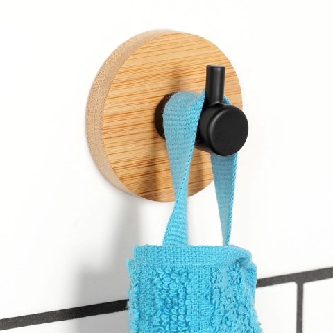 Haczyk Wieszak Samoprzylepny Drewno Bambus Metal Czarny 5 cm Klej