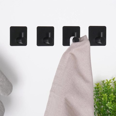 Haczyki Wieszaki Samoprzylepne Stalowe Czarne Solidne na Ścianę VILDE 4 szt