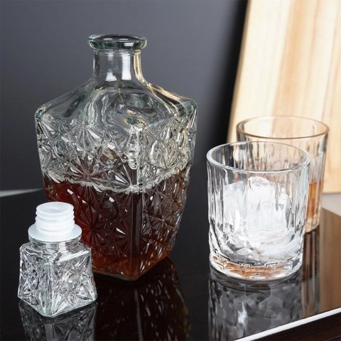 Karafka do Whisky EXCELLENT Szklana 830 ml Zdobiona Korek Prezent