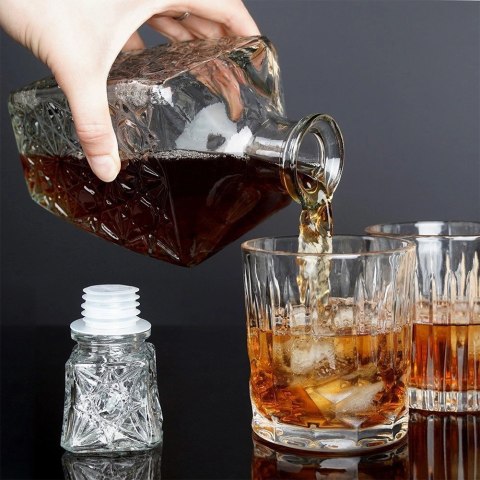 Karafka do Whisky EXCELLENT Szklana 830 ml Zdobiona Korek Prezent