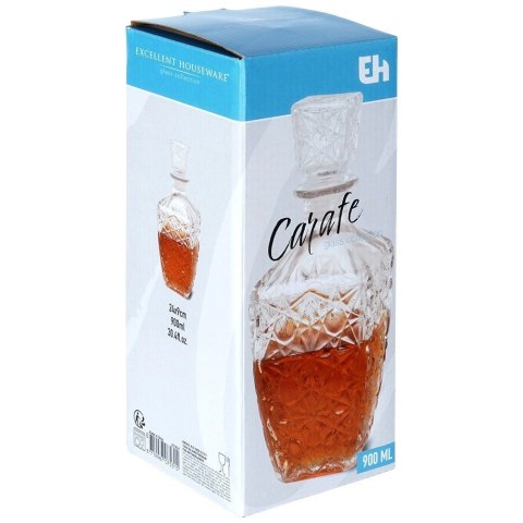 Karafka do Whisky EXCELLENT Szklana 830 ml Zdobiona Korek Prezent
