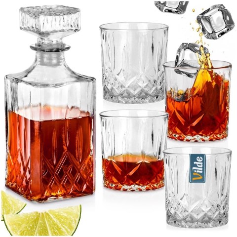 Karafka i Szklanki do Whisky Szklane VILDE 900 ml + 4x300 ml 5 el.