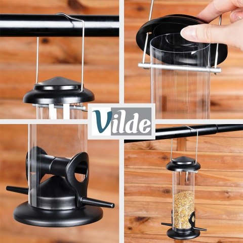 Karmnik dla Ptaków VILDE 23 cm Wiszący z Uchwytem Wygodne Dozowanie