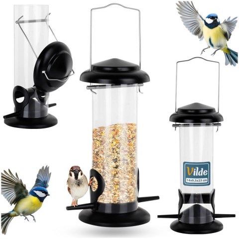 Karmnik dla Ptaków VILDE 23 cm Wiszący z Uchwytem Wygodne Dozowanie