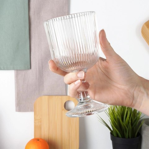 Kieliszki do Wina VILDE Szklane Ryflowane 6 szt. 340 ml Zmywarka