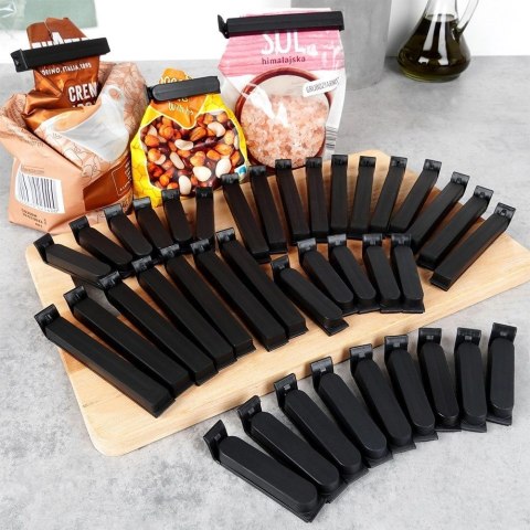 Klipsy do Torebek VILDE 40 szt. 2 Rozmiary Czarny Szczelne Duży Zestaw