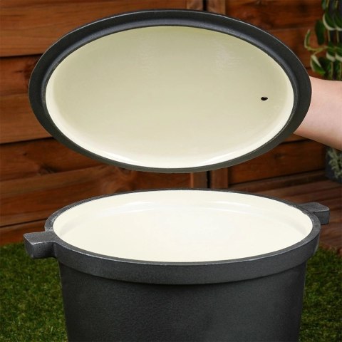 Kociołek Żeliwny Emaliowany na Nóżkach z Pokrywką na Ognisko CAST LINE 8 L