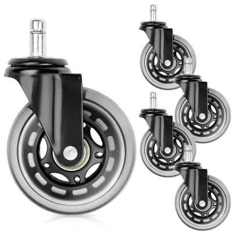 Kółka do Fotela Kauczukowe Obrotowe VILDE 7,5cm / 10 mm 5 szt.