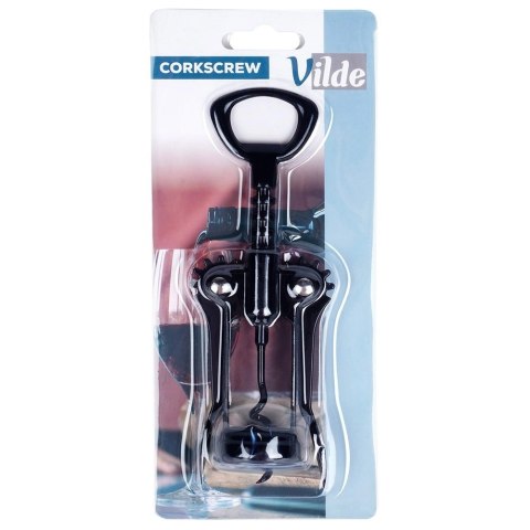 Korkociąg do Wina Metalowy Czarny 16 cm VILDE Wytrzymały Uniwersalny