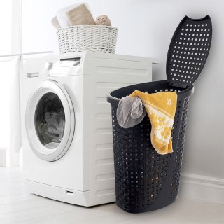 Kosz na Pranie Bieliznę Wąski Plastikowy Czarny ORION 45 L