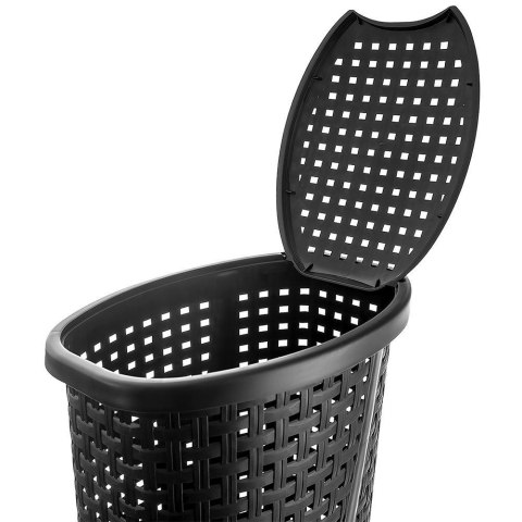 Kosz na Pranie Bieliznę Wąski Plastikowy Czarny ORION 45 L