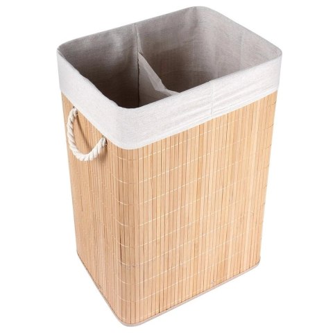 Kosz na Pranie Ubrania Składany Dwukomorowy Bambusowy z Pokrywką 70 L VILDE