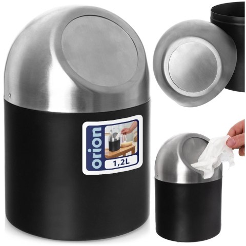 Kosz na Śmieci Łazienkowy Stalowy 1,2 L ORION BLACK Wytrzymały ze Stali