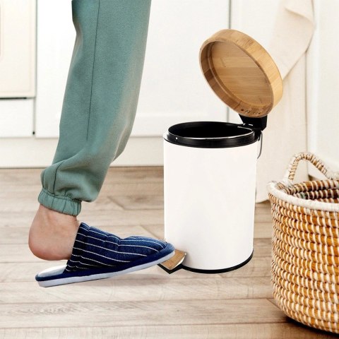 Kosz na Śmieci Metalowy z Pedałem Biały 3 L ORION WHITELINE Pojemny