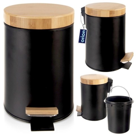 Kosz na Śmieci Metalowy z Pedałem Czarny 3 L ORION BLACK Pojemny