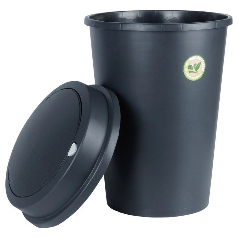 Kosz na Śmieci Odpady z Uchylną Pokrywą Plastikowy Czarny Solidny ORION 47l