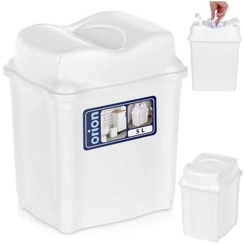 Kosz na Śmieci Plastikowy Biały 5 L ORION Wytrzymały i Pojemny