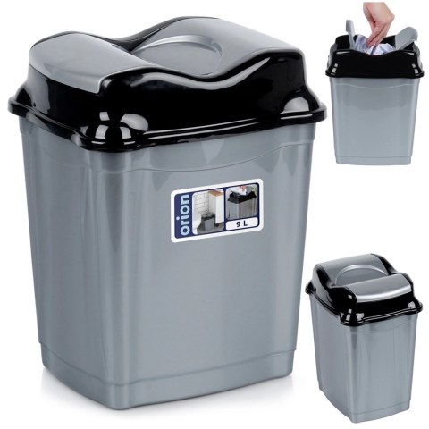 Kosz na Śmieci Plastikowy Szary 9 L ORION Wytrzymały i Pojemny