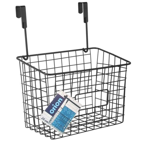 Koszyk Zawieszany na Drzwi Szafki Metalowy Czarny Radka 25x16x30 cm